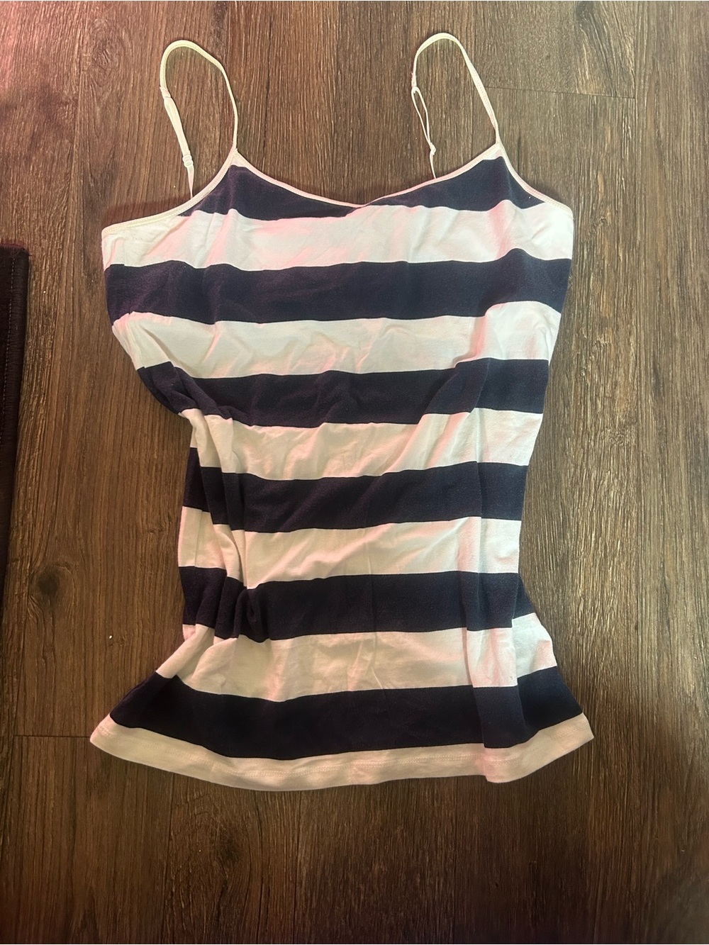Aéropostale Women’s XL Striped Knit Camisole Tank Top, Navy White Cotton